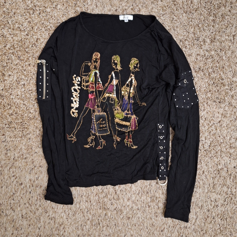 Vintage Caché Black Long Sleeve Top